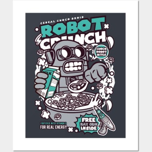 Retro Cereal Box Robot Crunch // Junk Food Nostalgia // Cereal Lover Posters and Art